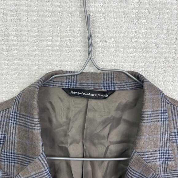 Coppley Biella Brown / Blue Plaid Sport Coat Jacket Super 130's Wool Sz 42R - Picture 9 of 16